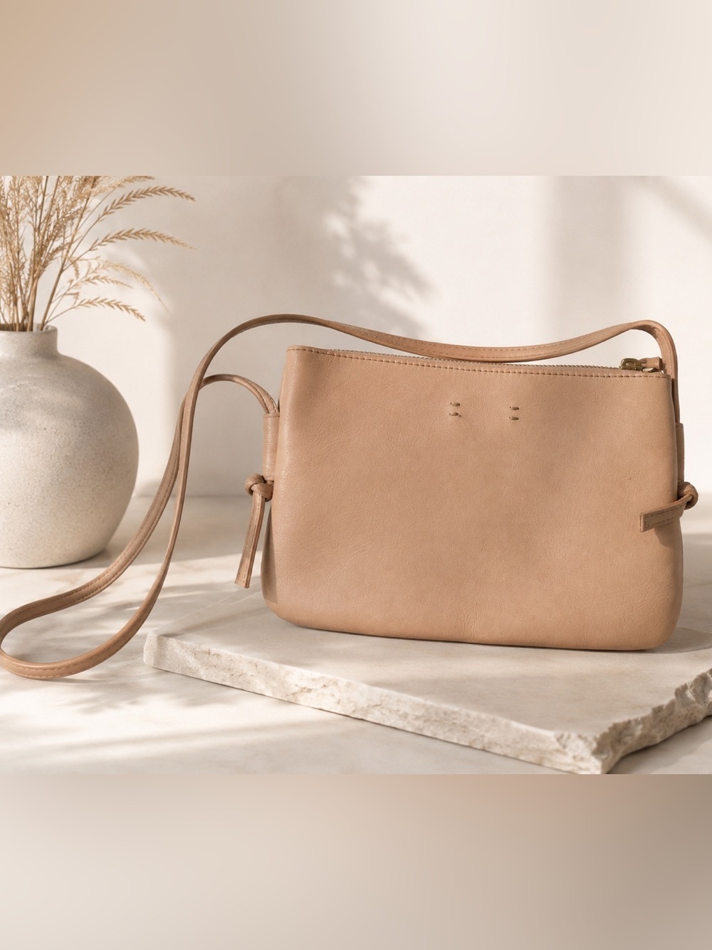 Madewell Knotted Crossbody Light Tan Real Leather.